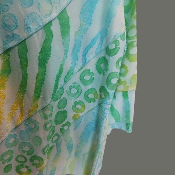 Paris Colorful Layered Tunic Top With 3/4 Sleeves & Abstract Design Size Small - Picture 10 of 10